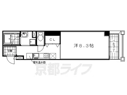 リテラ竹屋町(1K/4階)の間取り写真