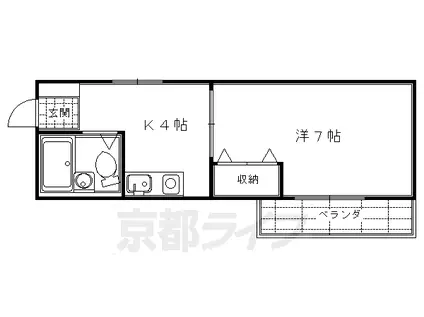 阪急電鉄京都線 大宮駅(京都) 徒歩5分 3階建 築41年(1DK/2階)の間取り写真