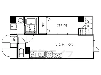 京都市烏丸線 五条駅(京都市営) 徒歩3分 6階建 築19年(1LDK/4階)の間取り写真
