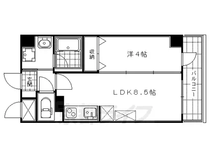 京都市烏丸線 五条駅(京都市営) 徒歩3分 6階建 築19年(1LDK/6階)の間取り写真