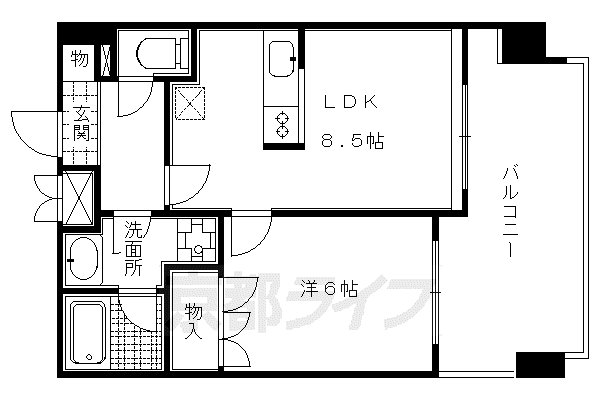 京都市烏丸線 四条駅(京都市営) 徒歩5分 10階建 築29年(1LDK/7階)の間取り写真