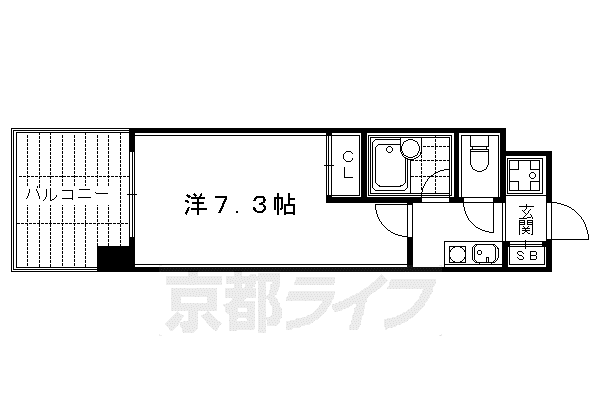 サンシティ四条西洞院(1K/2階)の間取り写真