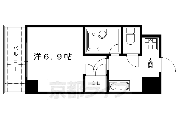 京都市烏丸線 四条駅(京都市営) 徒歩5分 10階建 築29年(1K/8階)の間取り写真