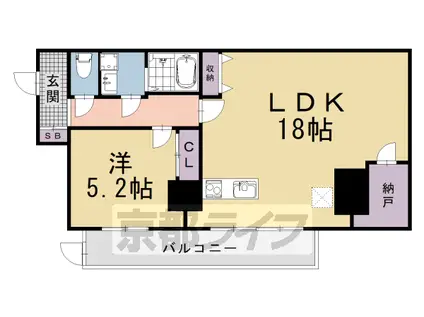 京都市烏丸線 四条駅(京都市営) 徒歩5分 10階建 築28年(1LDK/1階)の間取り写真
