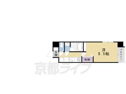 山陰本線 二条駅 徒歩9分 8階建 築20年(1K/3階)の間取り写真