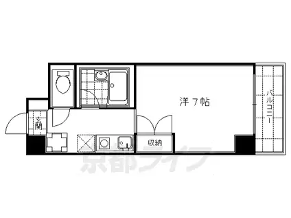 京都市烏丸線 烏丸御池駅 徒歩6分 5階建 築30年(1K/1階)の間取り写真
