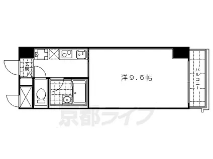 京都市烏丸線 烏丸御池駅 徒歩6分 8階建 築24年(1K/1階)の間取り写真