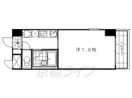 京都市烏丸線 烏丸御池駅 徒歩6分 8階建 築24年(1K/3階)の間取り写真