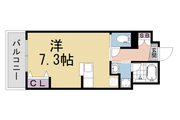 京都市烏丸線 五条駅(京都市営) 徒歩2分 5階建 築20年(1K/5階)の間取り写真