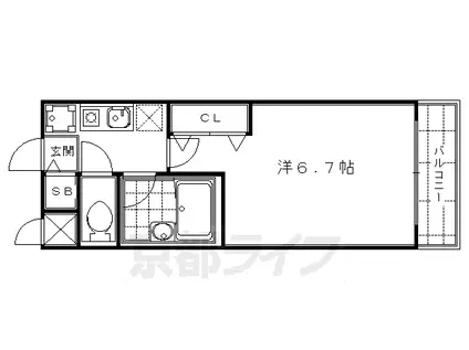 井筒ホームズ河原町(1K/5階)の間取り写真