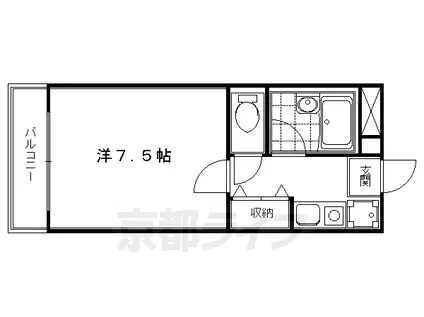 京阪電気鉄道鴨東線 神宮丸太町駅 徒歩5分 4階建 築32年(1K/4階)の間取り写真