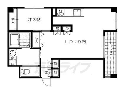 阪急電鉄京都線 京都河原町駅 徒歩4分 5階建 築22年(1LDK/4階)の間取り写真