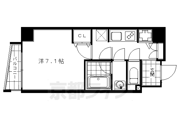 京都市烏丸線 今出川駅 徒歩4分 11階建 築20年(1K/10階)の間取り写真