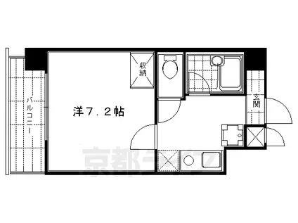 阪急電鉄京都線 大宮駅(京都) 徒歩3分 8階建 築20年(1K/6階)の間取り写真