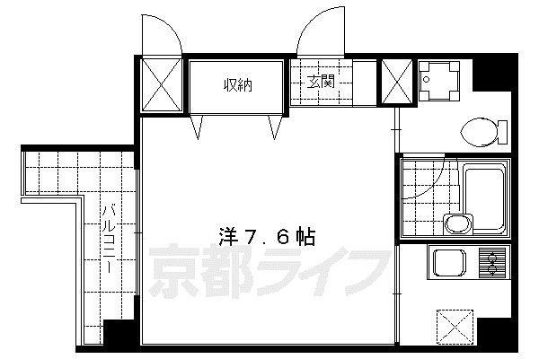 京都市烏丸線 四条駅(京都市営) 徒歩10分 7階建 築20年(1K/3階)の間取り写真