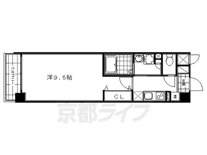 京都市烏丸線 烏丸御池駅 徒歩7分 7階建 築20年(1K/5階)の間取り写真