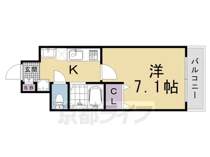 京都市烏丸線 五条駅(京都市営) 徒歩1分 11階建 築20年(1K/10階)の間取り写真