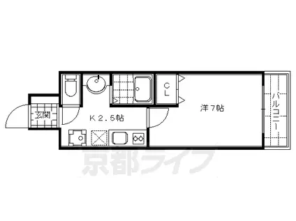 京都市烏丸線 五条駅(京都市営) 徒歩1分 11階建 築20年(1K/4階)の間取り写真
