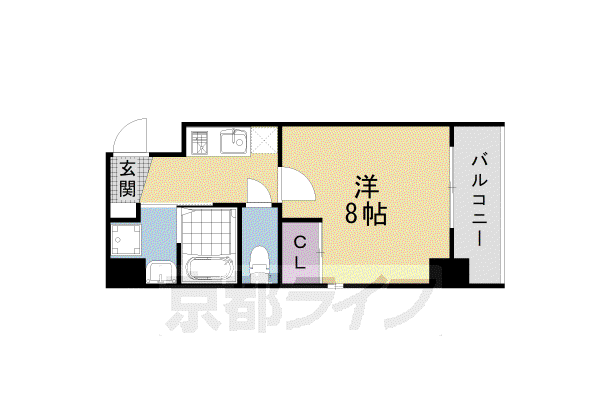 阪急電鉄京都線 大宮駅(京都) 徒歩7分 10階建 築20年(1K/2階)の間取り写真
