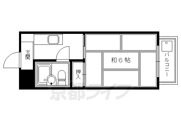京都市東西線 東山駅(京都) 徒歩2分 3階建 築42年(1K/3階)の間取り写真