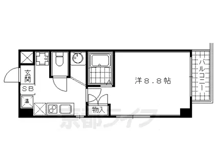 京都市東西線 東山駅(京都) 徒歩2分 3階建 築20年(1K/3階)の間取り写真