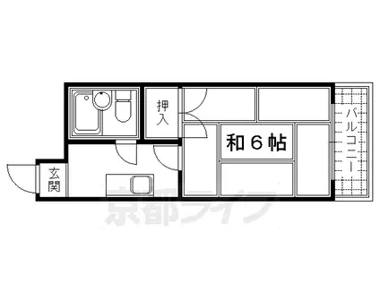 京都市東西線 東山駅(京都) 徒歩6分 4階建 築41年(1K/3階)の間取り写真