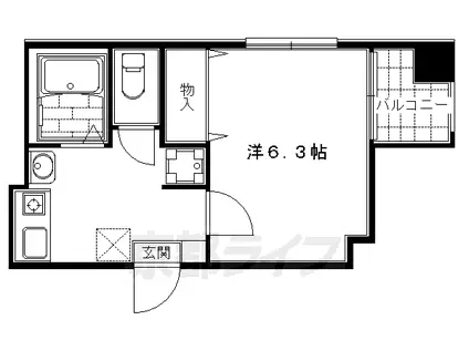 京都市烏丸線 五条駅(京都市営) 徒歩4分 11階建 築19年(1K/5階)の間取り写真