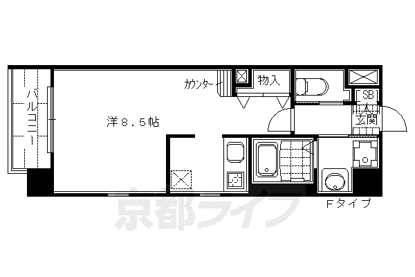 APEX京都東山三条(1K/3階)の間取り写真