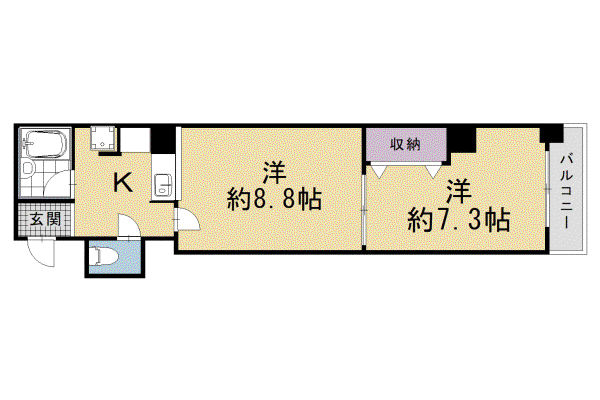 阪急電鉄京都線 京都河原町駅 徒歩5分 5階建 築38年(2K/3階)の間取り写真