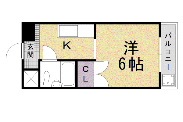 阪急電鉄京都線 京都河原町駅 徒歩7分 5階建 築54年(1K/5階)の間取り写真
