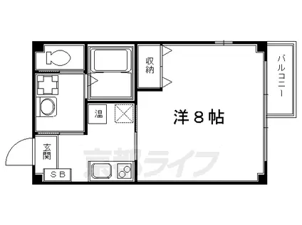 京都市烏丸線 丸太町駅(京都市営) 徒歩9分 3階建 築20年(1K/3階)の間取り写真