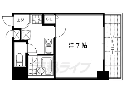 阪急電鉄京都線 大宮駅(京都) 徒歩8分 10階建 築21年(1K/8階)の間取り写真