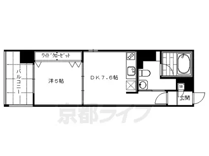 京都市烏丸線 四条駅(京都市営) 徒歩5分 12階建 築19年(1DK/2階)の間取り写真