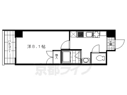 阪急電鉄京都線 大宮駅(京都) 徒歩1分 10階建 築21年(1K/8階)の間取り写真