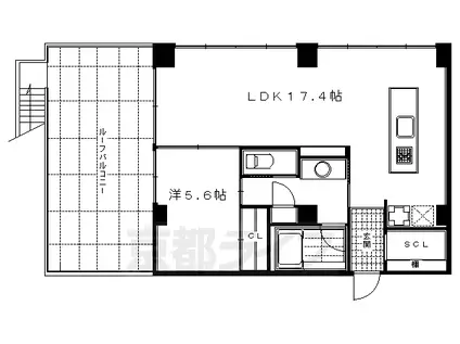 京都市東西線 二条城前駅 徒歩4分 4階建 築19年(1LDK/3階)の間取り写真