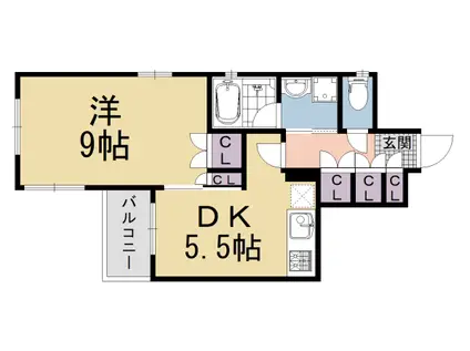 京都市烏丸線 五条駅(京都市営) 徒歩9分 7階建 築19年(1DK/3階)の間取り写真
