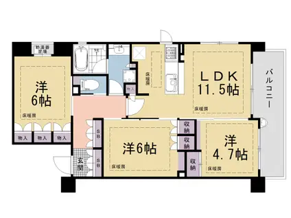 京都市烏丸線 烏丸御池駅 徒歩4分 7階建 築19年(3LDK/5階)の間取り写真