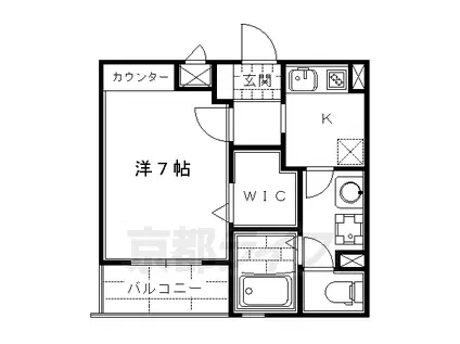 阪急電鉄京都線 大宮駅(京都) 徒歩6分 3階建 築19年(1K/2階)の間取り写真