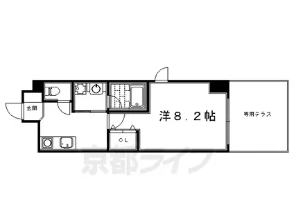 京都市烏丸線 烏丸御池駅 徒歩6分 6階建 築18年(1K/2階)の間取り写真