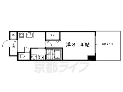 京都市烏丸線 烏丸御池駅 徒歩6分 6階建 築18年(1K/1階)の間取り写真