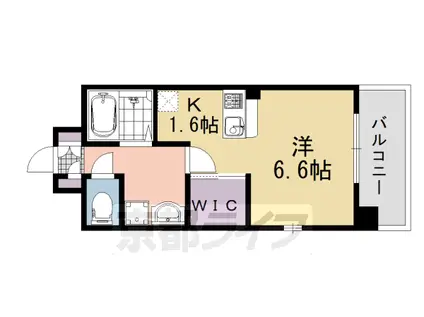 アスヴェル京都烏丸五条(ワンルーム/3階)の間取り写真