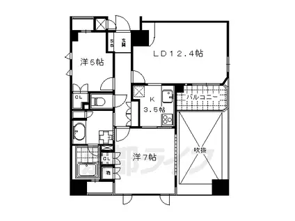京都市烏丸線 丸太町駅(京都市営) 徒歩4分 7階建 築24年(2LDK/5階)の間取り写真