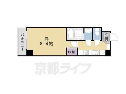 山陰本線 二条駅 徒歩8分 8階建 築18年(1K/3階)の間取り写真