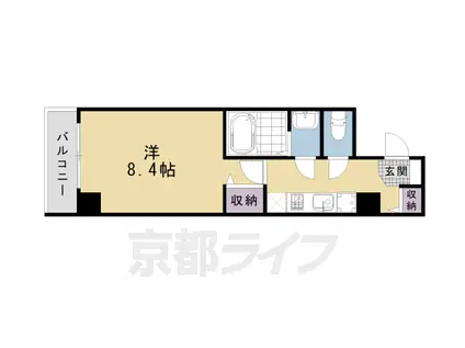 山陰本線 二条駅 徒歩8分 8階建 築18年(1K/5階)の間取り写真
