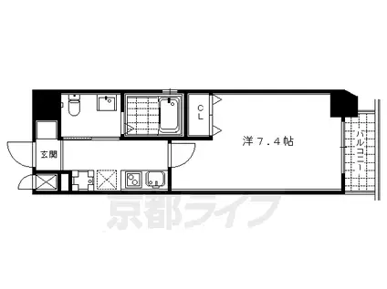京都市烏丸線 四条駅(京都市営) 徒歩6分 12階建 築18年(1K/12階)の間取り写真