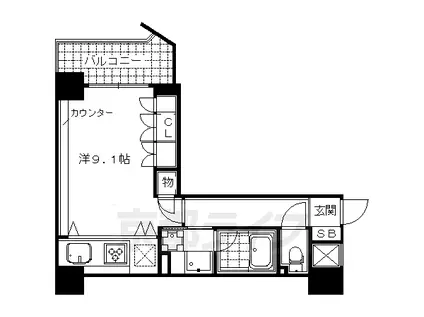 京都市烏丸線 四条駅(京都市営) 徒歩6分 7階建 築19年(ワンルーム/4階)の間取り写真