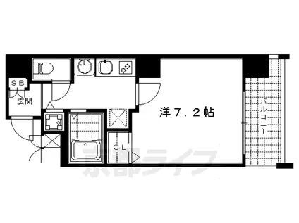 京都市烏丸線 烏丸御池駅 徒歩10分 7階建 築18年(1K/5階)の間取り写真