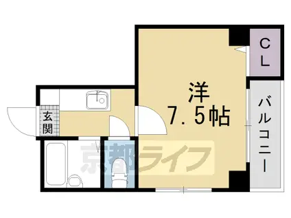 京都市東西線 二条駅 徒歩5分 6階建 築28年(1K/5階)の間取り写真