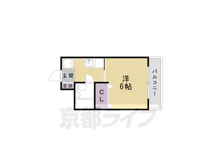 山陰本線 二条駅 徒歩5分 3階建 築39年(ワンルーム/3階)の間取り写真