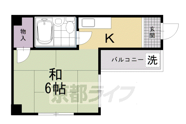 京都市烏丸線 四条駅(京都市営) 徒歩6分 4階建 築42年(1K/4階)の間取り写真